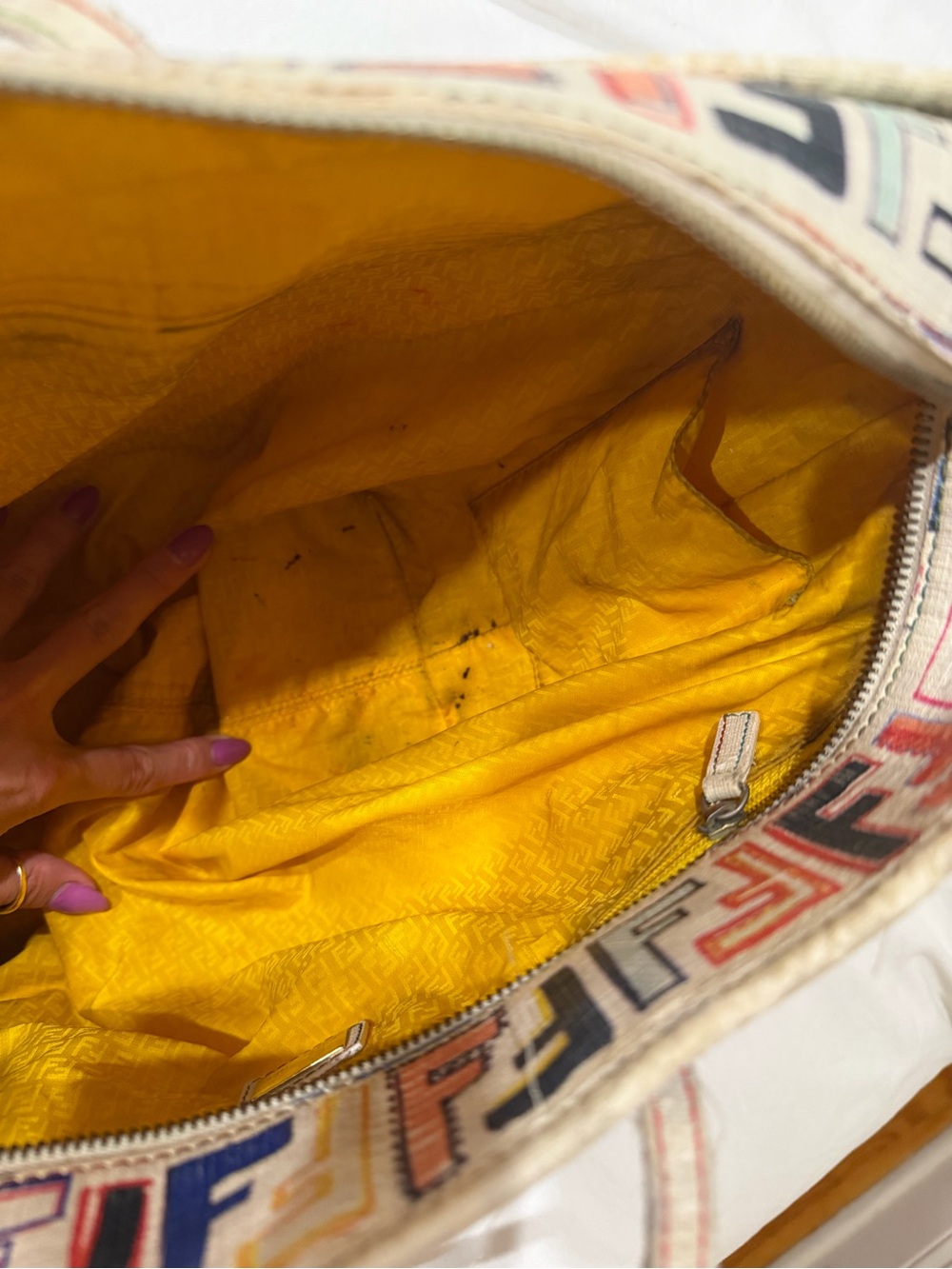 Authentic Fendi Multicolor Zucca Spalmati Roll Tote Bag - Picture 5 of 7
